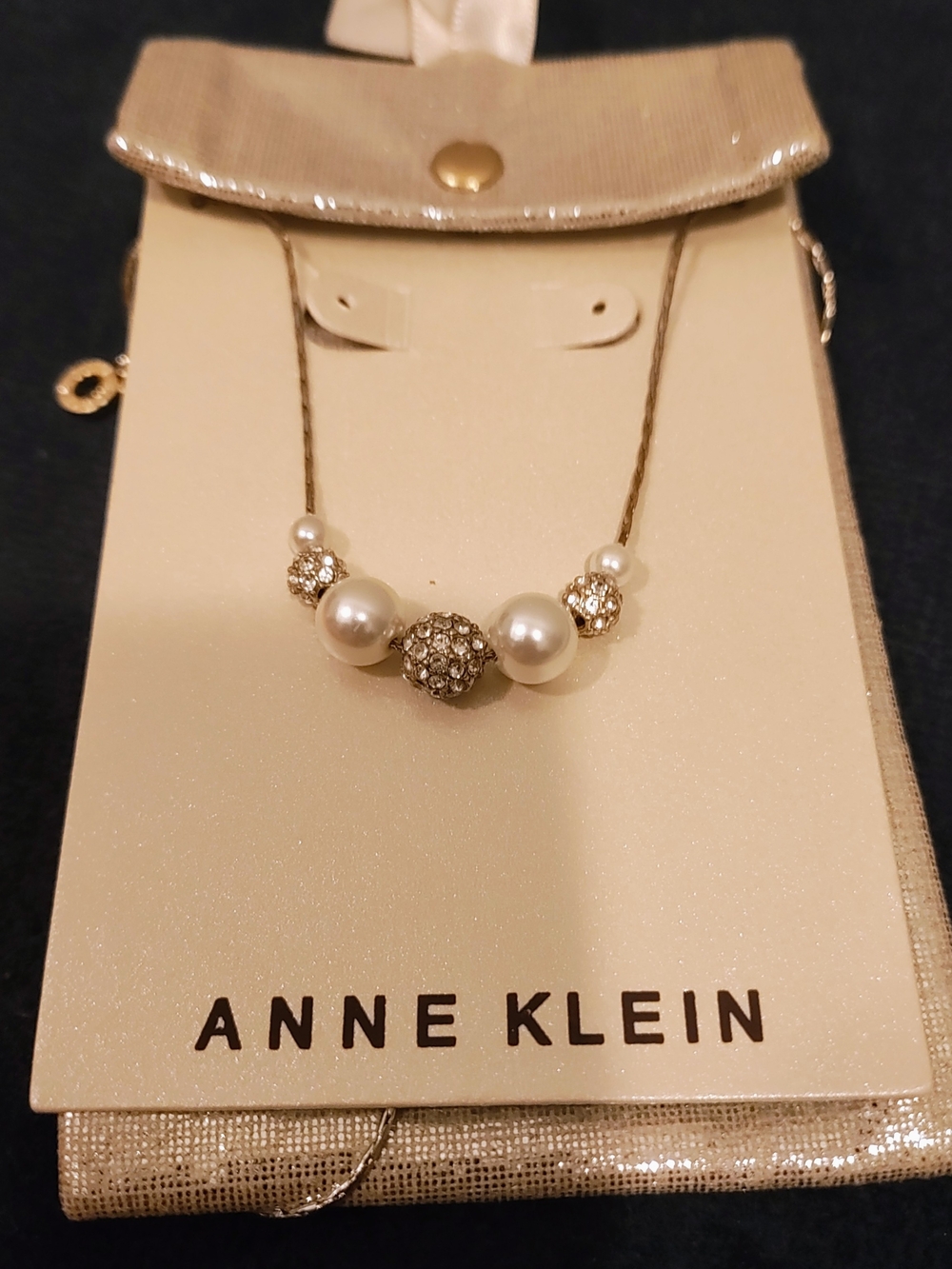 Anne Klein Gold and Pearl Bead Necklace